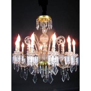 Mid 20th Century Italian Bohemian Crystal Twelve-light Chandelier