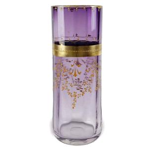 Moser Art Nouveau Purple Lavander Gold Glass Vase