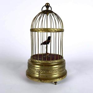 German Animated Automaton Gilt Cage With Singing Bird 1920s By Karls Griesbaum