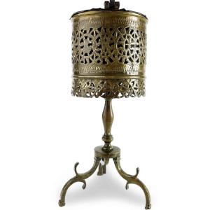 19th Century Middle Eastern Brass Brazier With Tripod Base