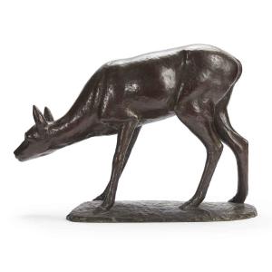 20th Century Italian Bronze Deer Sculpture By Buonapace Francesco 