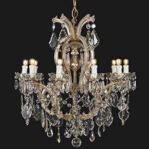 Lustre En Cristal De Bohème Marie-thérèse 10 Lumières Restauré Moitié 20ème 