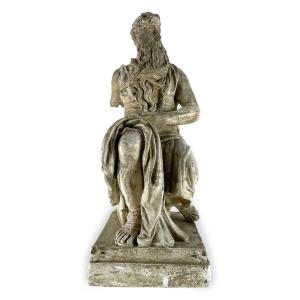 Moïse Inspirée de Michel-Ange  Début Des années 1900 Sculpture Italienne en Plâtre