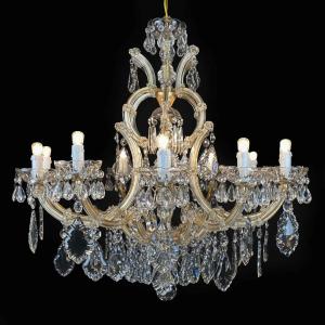 Italian 20th Century Marie Therese Crystal Chandelier Thirteen Light