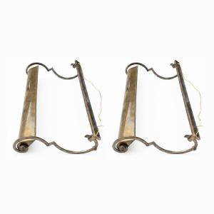 Pair Of Brass Wall Lamps For Paintings