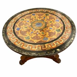 Rare 1800s Scagliola Table: A Triumph Of Inlay And Colour
