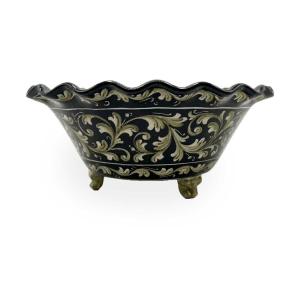 Decorated Ceramic Centerpiece By Molaroni, Pesaro, First Half Of The 1900s
