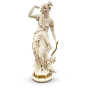 Cappé Giuseppe Diana, « La Chasseuse », en porcelaine blanche et or, 1962