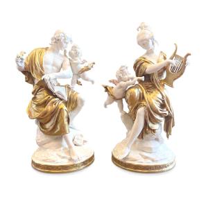 Cappé Giuseppe Music And Poetry White And Gold Porcelain, Circa 1960