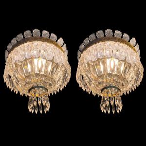 Bronze And Crystal Ceiling Light Pendant, Italy, 1960s Perfect Conditions