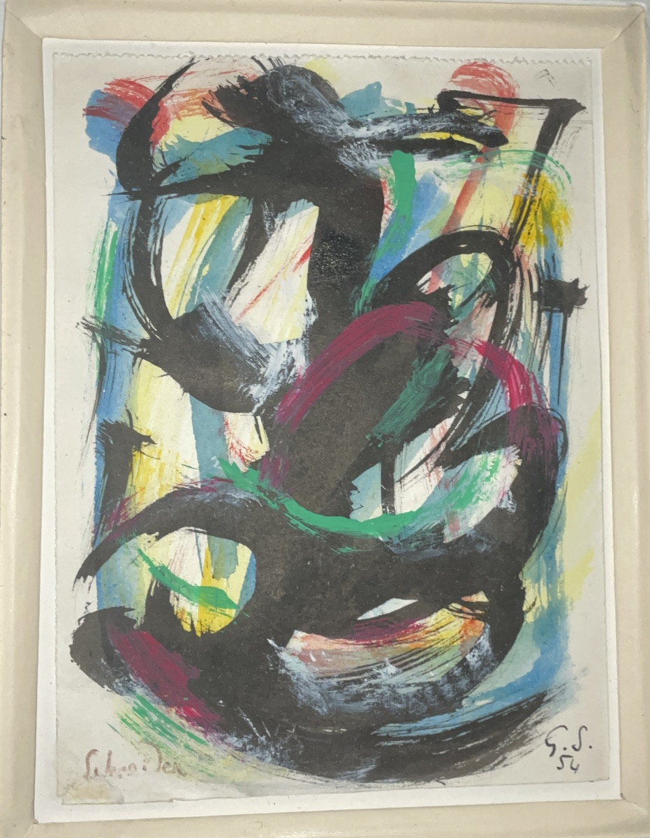 Two Abstract Gouaches By Gerard Schneider