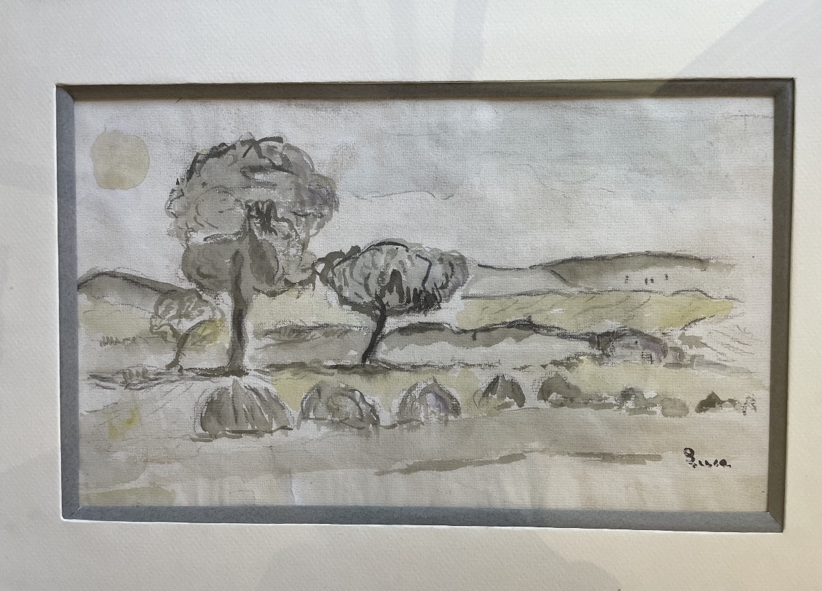 Landscape With Haystacks. Sign By M Luce-photo-2