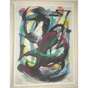 Deux gouaches abstraction par Gerard Schneider