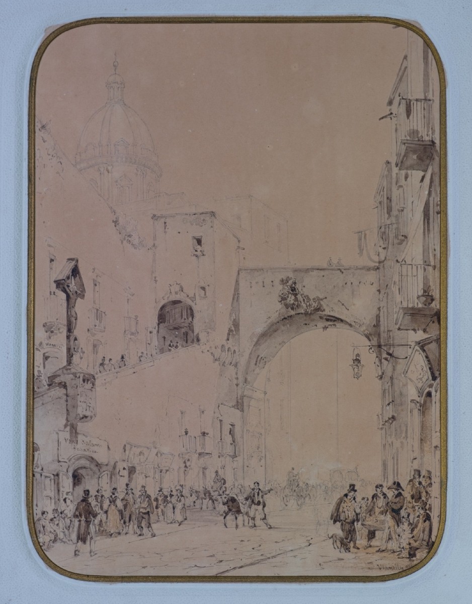 Vue du Pont de Chiaia avant et après l’intervention d’Orazio Angelini