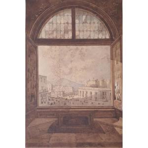 Vue de la Grande Garde de la Cavalerie depuis la Piazza Municipio à Naples