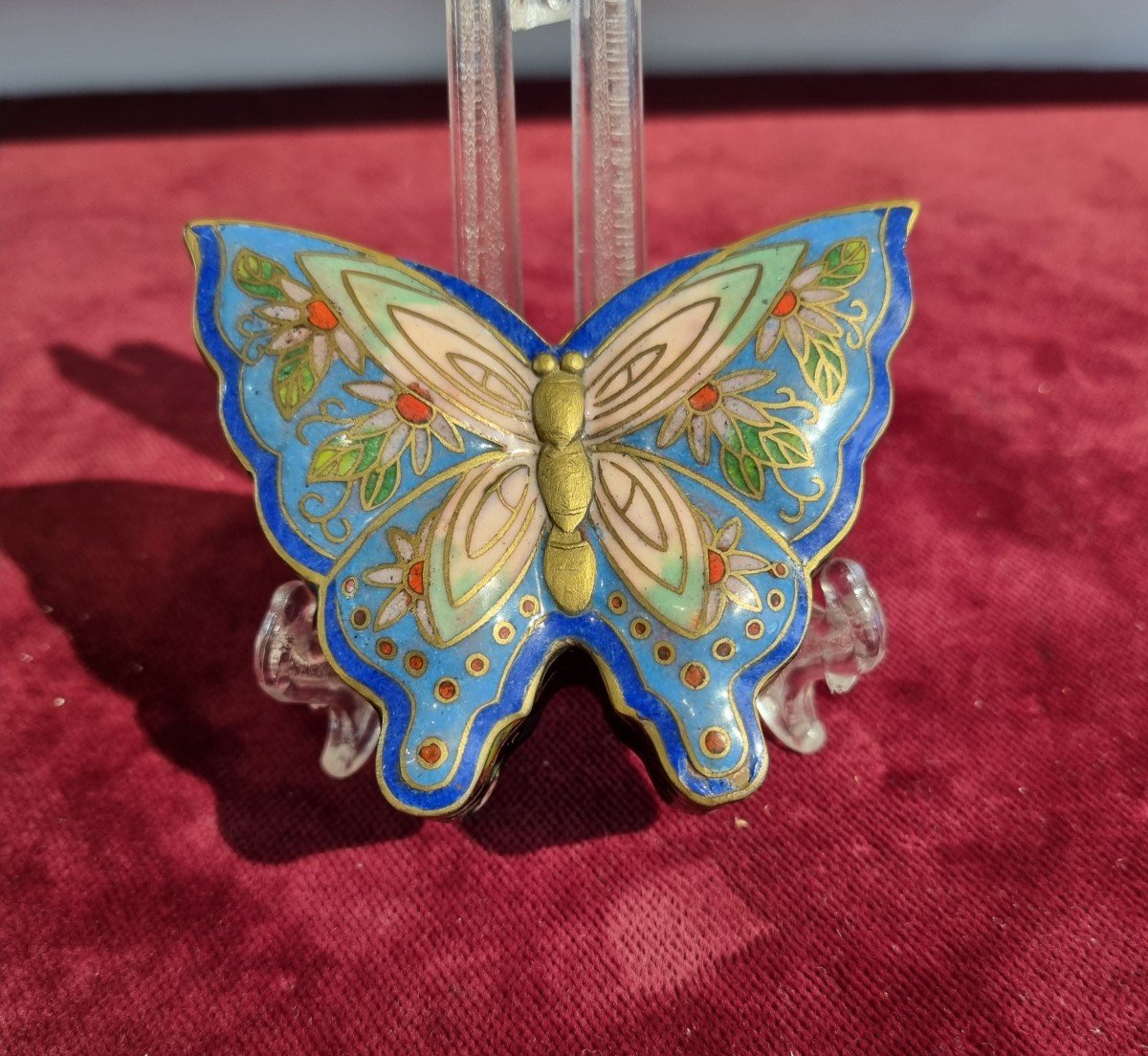 Butterfly-shaped Box In Enamelled Copper-photo-2