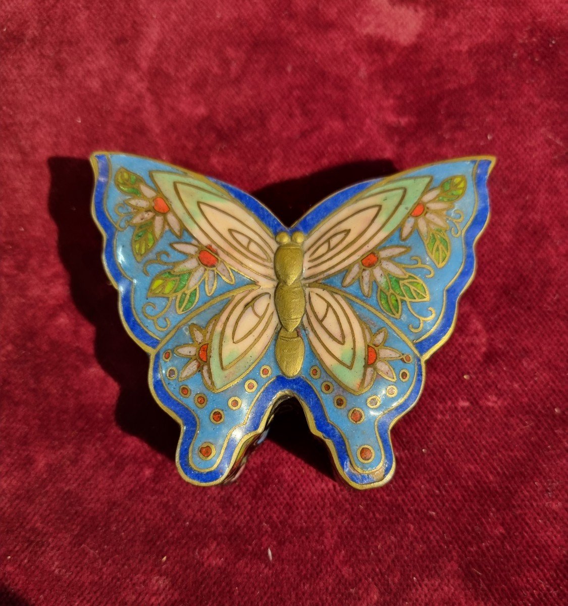 Butterfly-shaped Box In Enamelled Copper