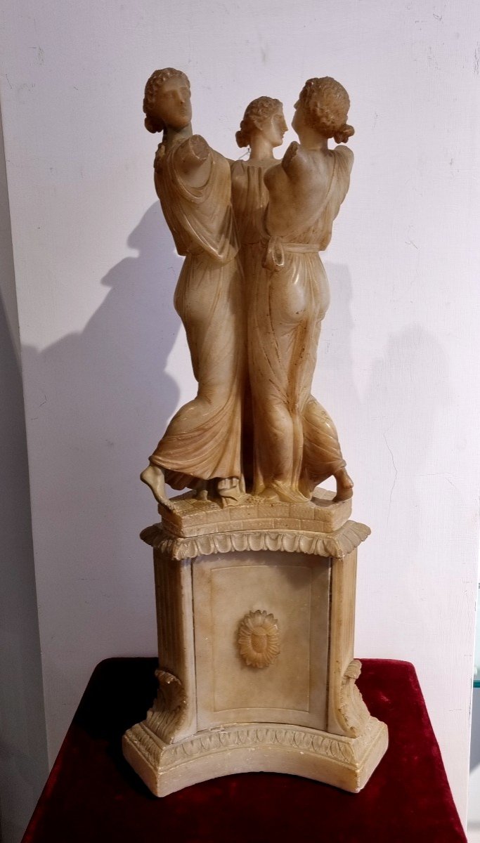 The Three Graces, Neoclassical Alabaster Sculpture, Grand Tour