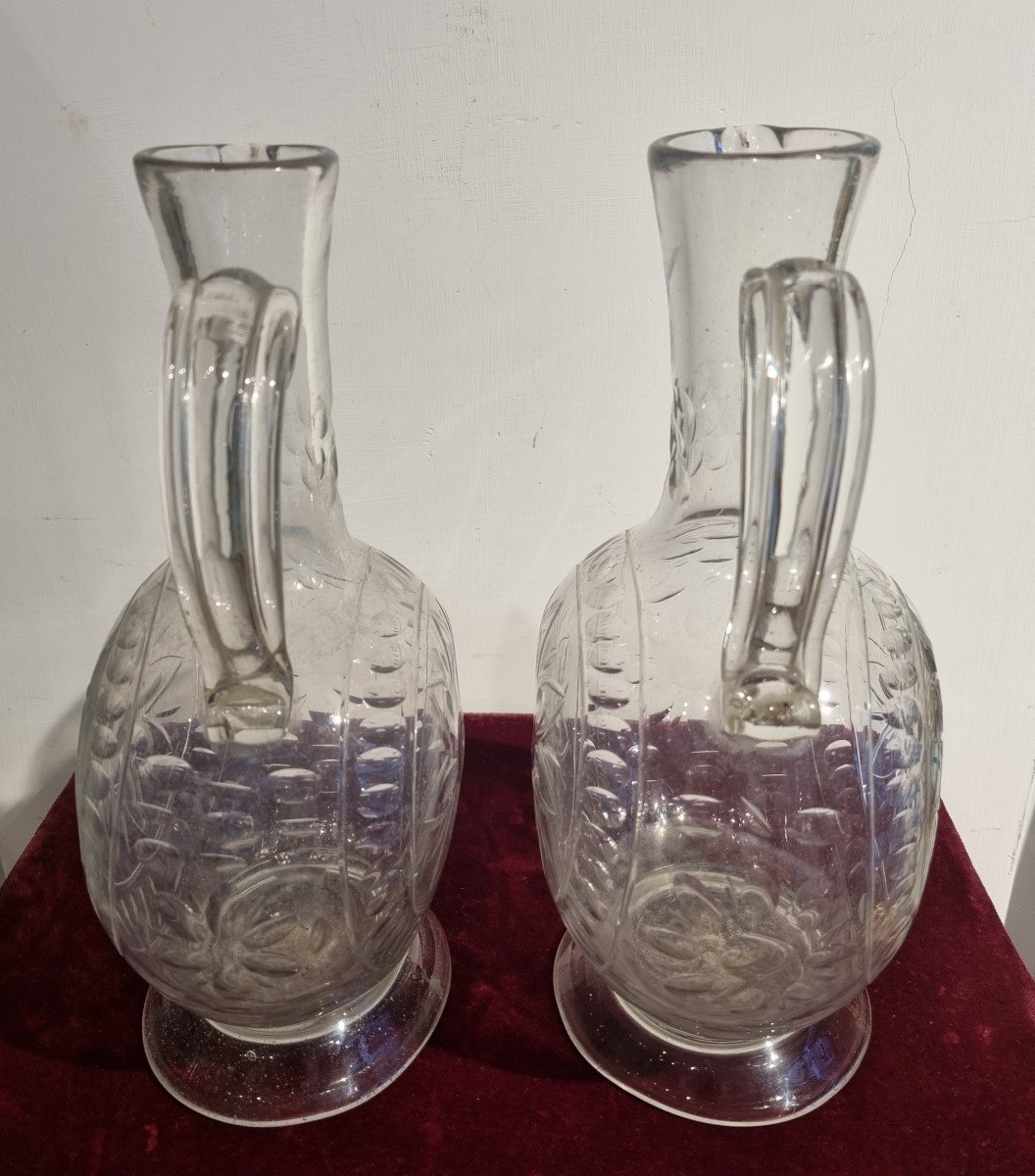 Pair Of Pourers From The Royal Glassworks Of La Granja De San Ildefonso-photo-2
