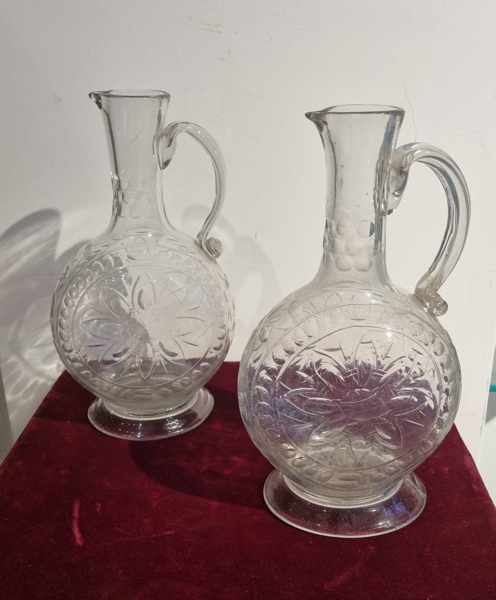 Pair Of Pourers From The Royal Glassworks Of La Granja De San Ildefonso