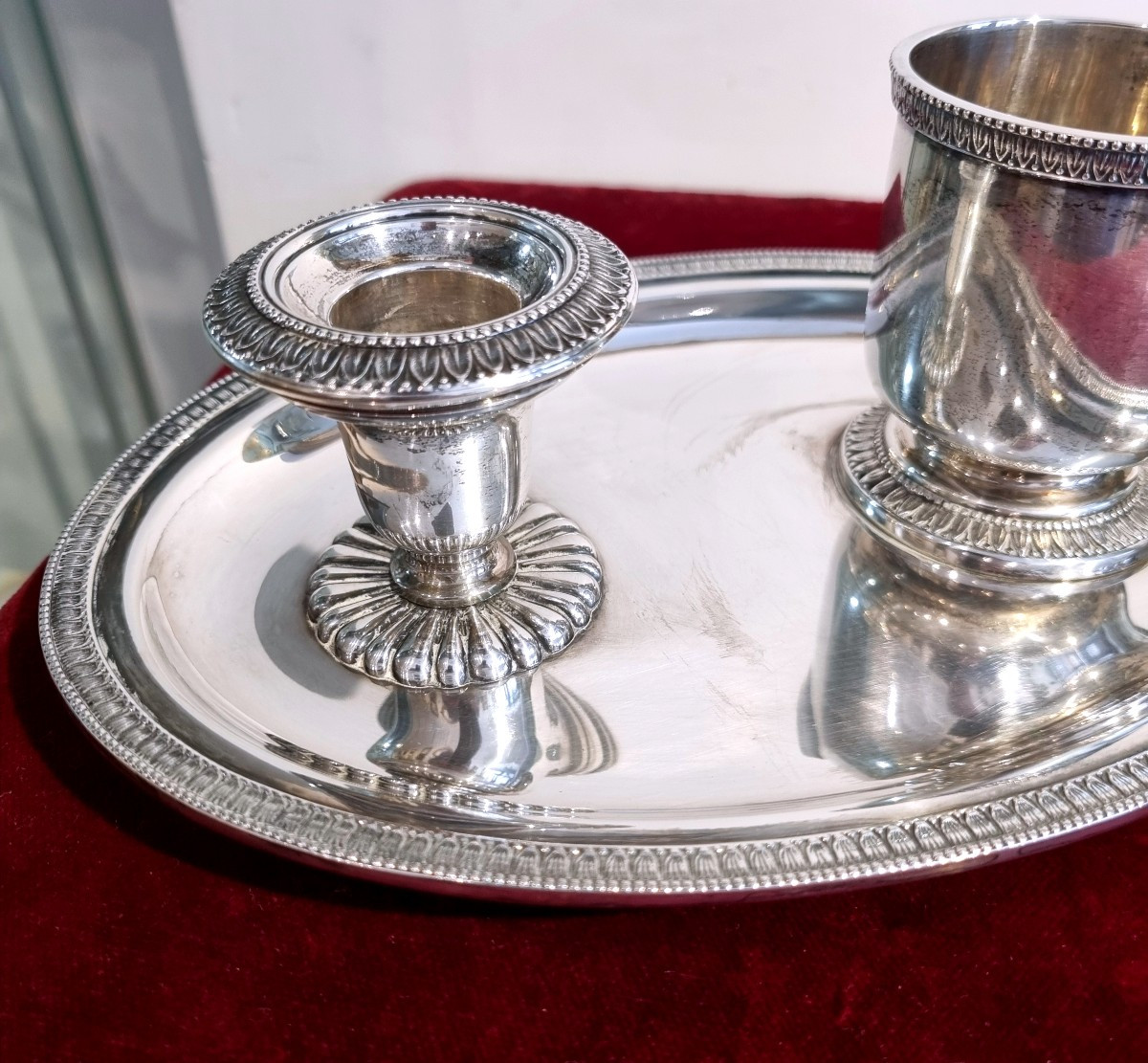 Bougeoir En Argent Avec Porte-allumettes-photo-2