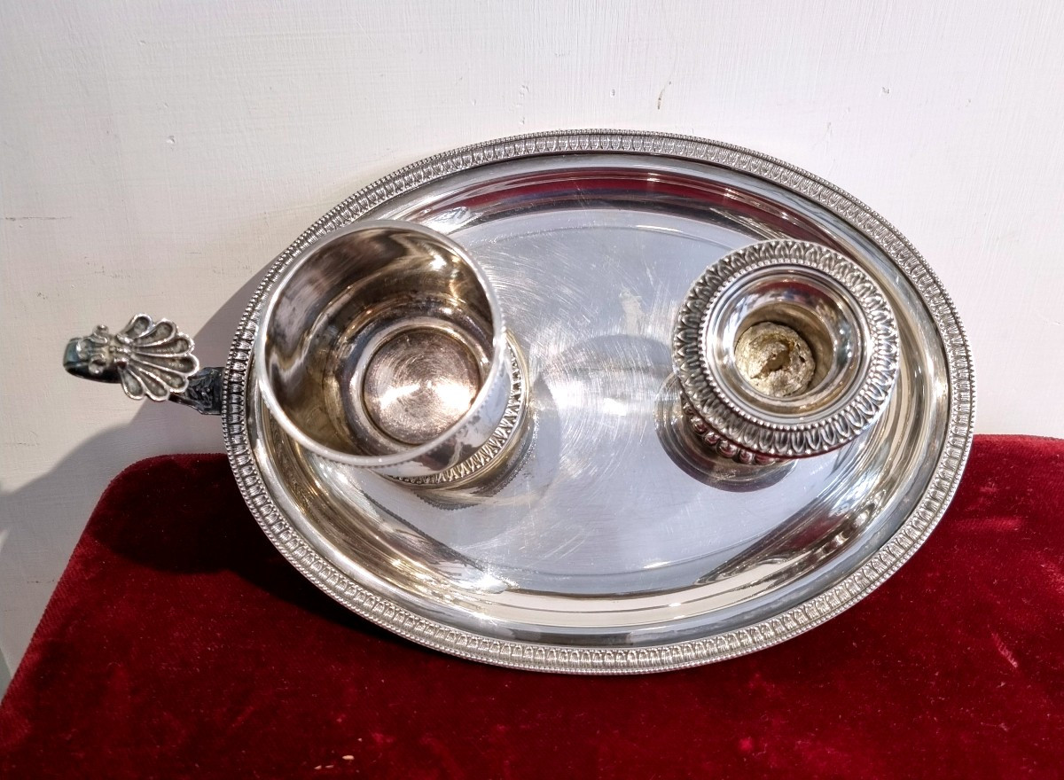 Bougeoir En Argent Avec Porte-allumettes-photo-3