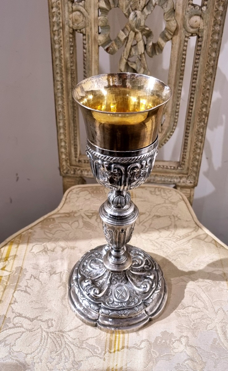 Neapolitan Eucharistic Chalice In Silver-photo-3