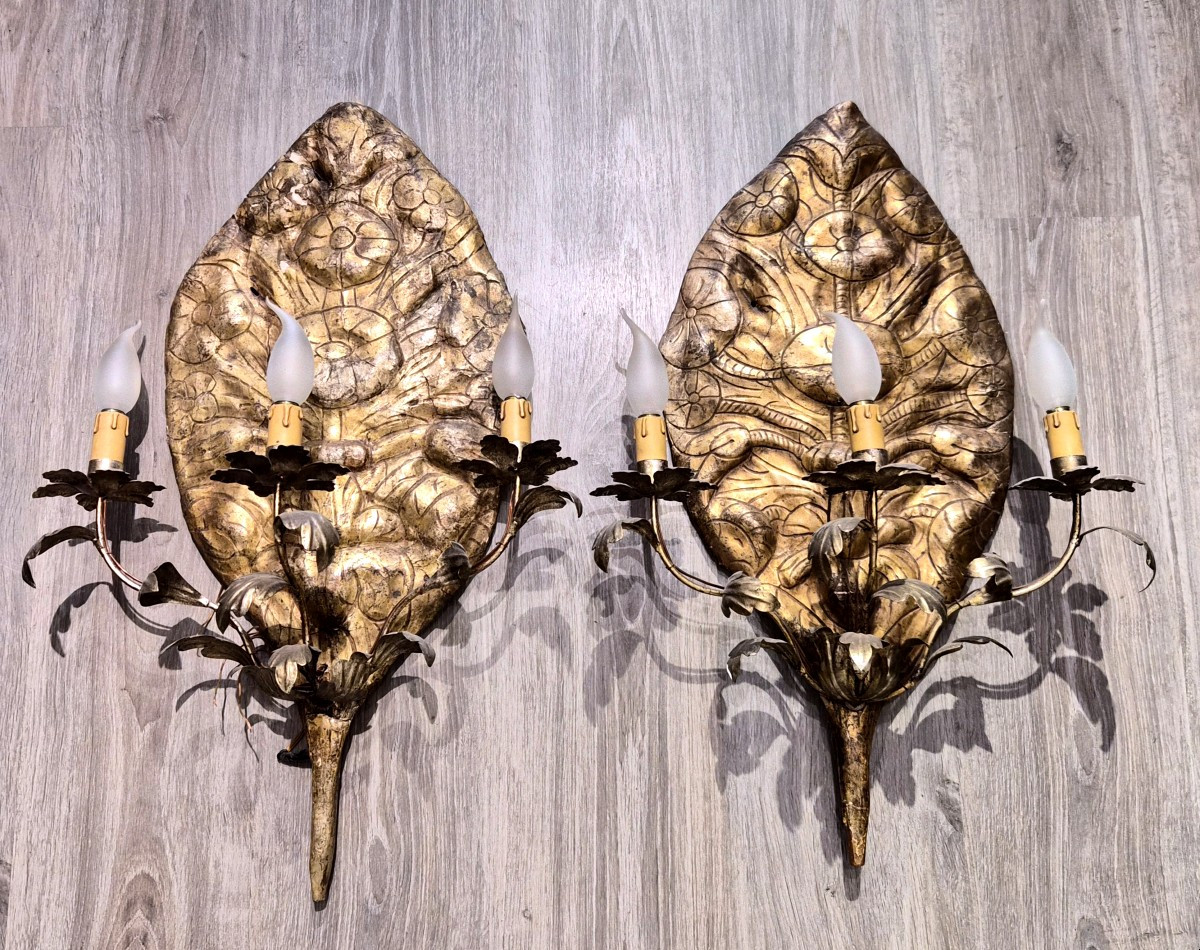 Paire d'appliques en papier mâché-photo-1