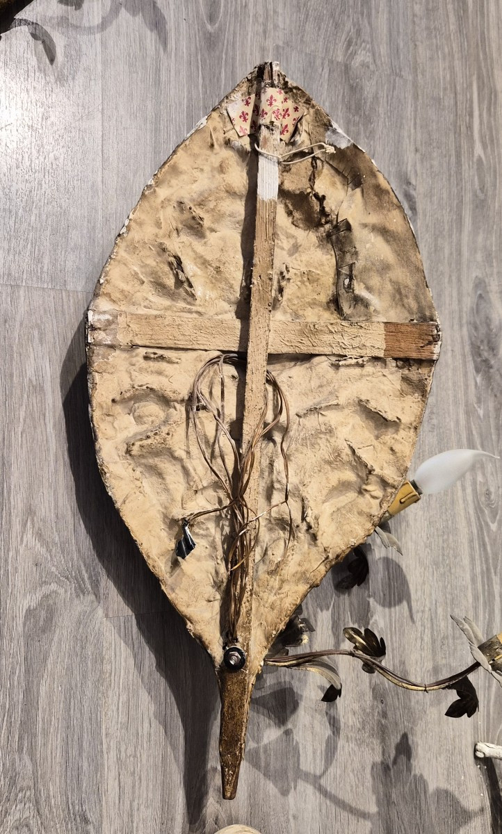 Paire d'appliques en papier mâché-photo-2