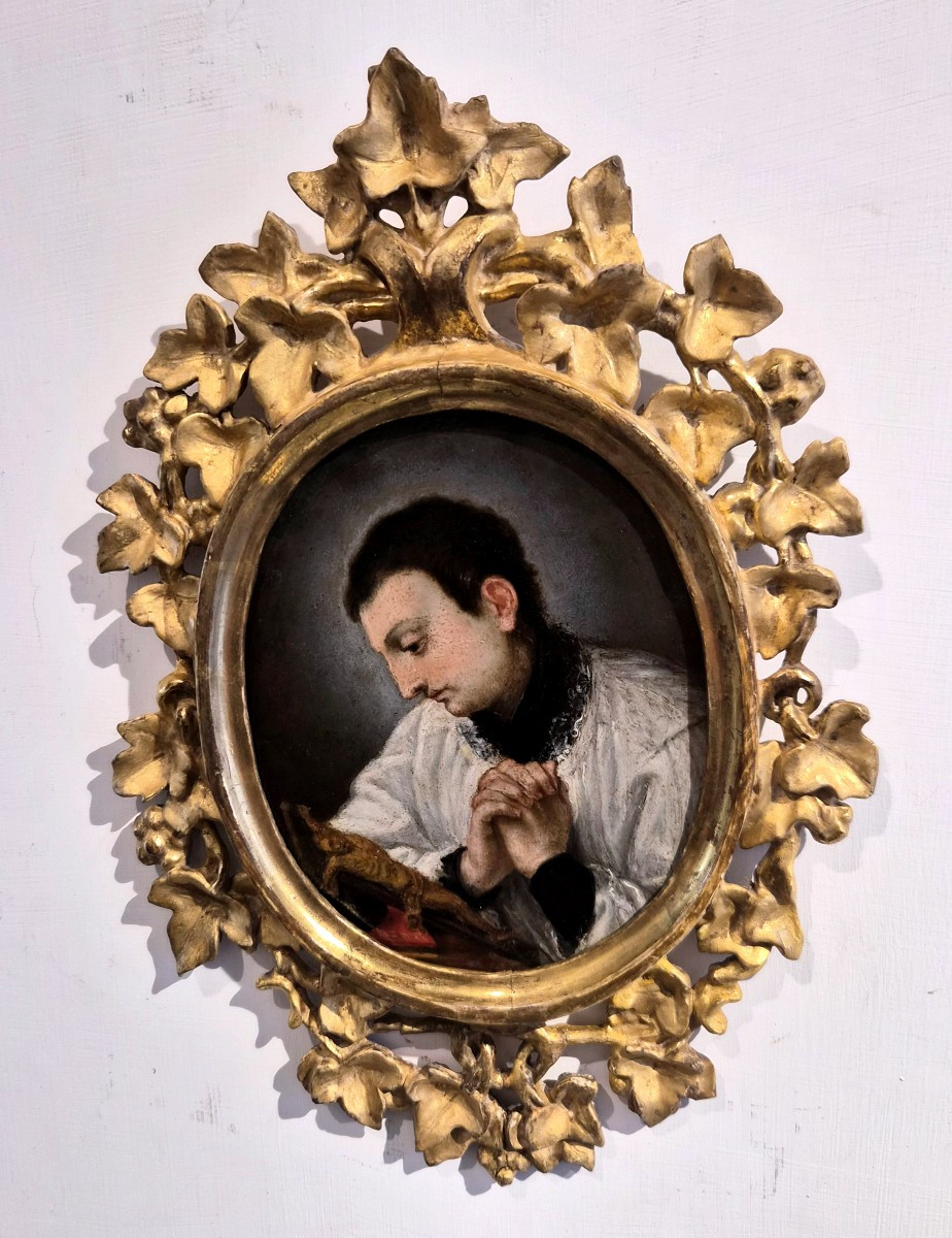Saint Aloysius Gonzaga, Oil Painting On Copper-photo-2