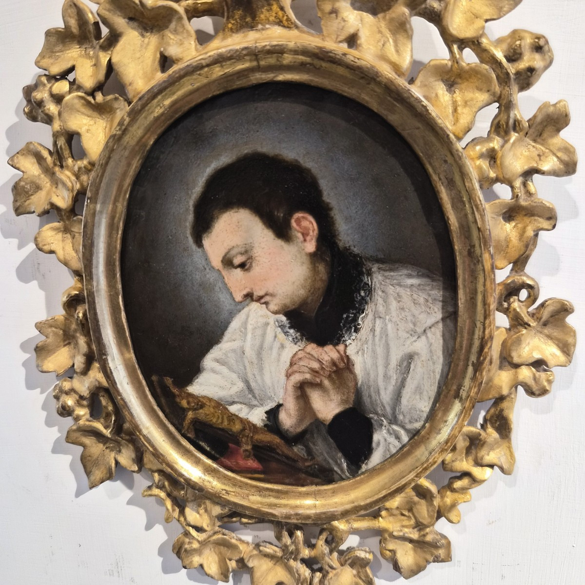 Saint Aloysius Gonzaga, Oil Painting On Copper-photo-3