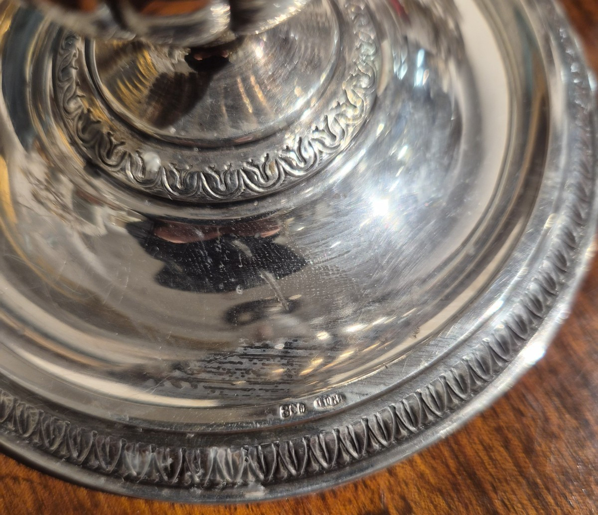 Pair Of Solid Italian Silver Candlesticks-photo-3
