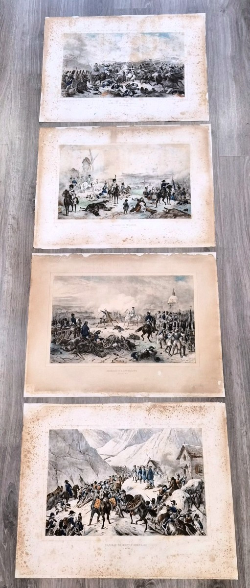 Four Original  Watercolor Colored Lithographs, First Quarter Of The 19th Century