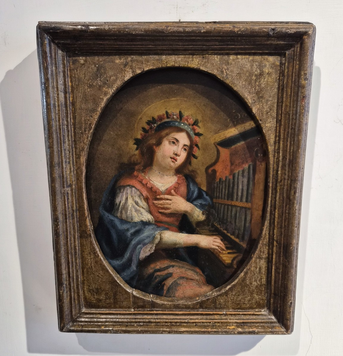 Sainte Cécile, tableau en albâtre-photo-2