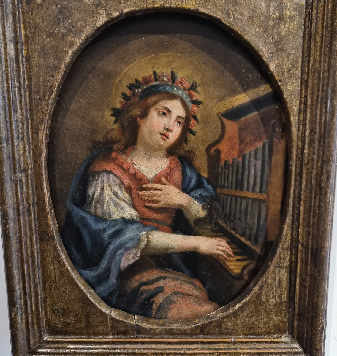 Sainte Cécile, tableau en albâtre-photo-3