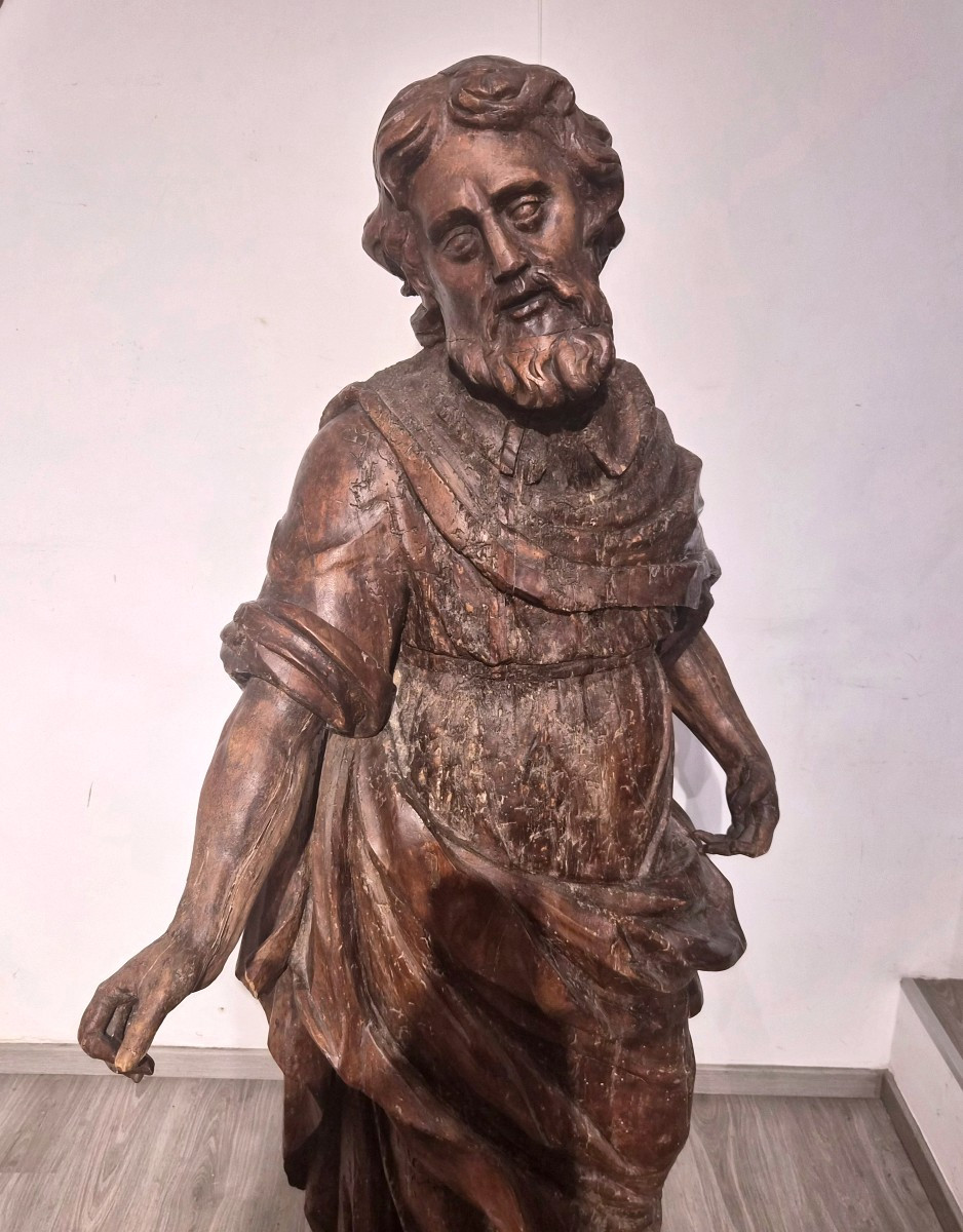 Évangéliste, sculpture en bois, début du XVIIe siècle,grandeur nature-photo-2