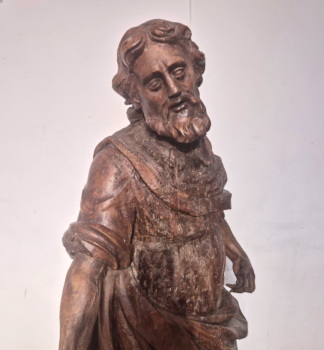 Évangéliste, sculpture en bois, début du XVIIe siècle,grandeur nature-photo-3
