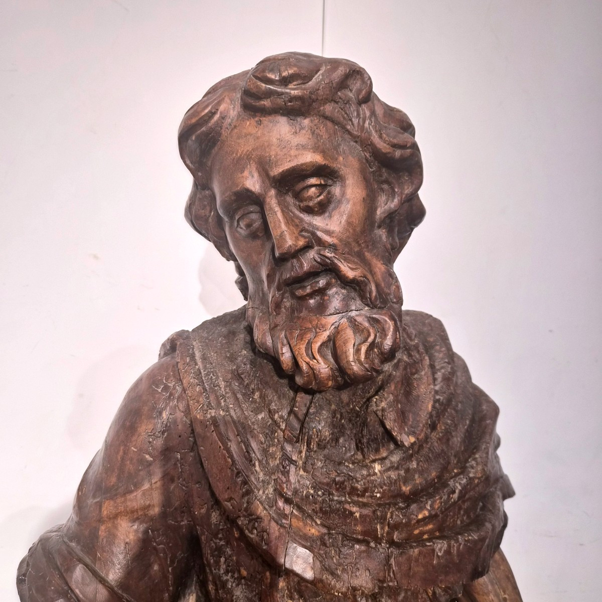 Évangéliste, sculpture en bois, début du XVIIe siècle,grandeur nature-photo-4