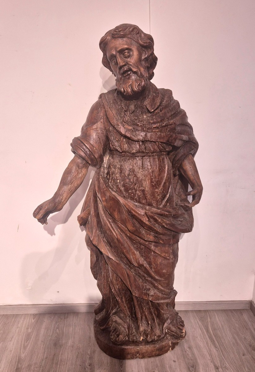 Évangéliste, sculpture en bois, début du XVIIe siècle,grandeur nature-photo-1