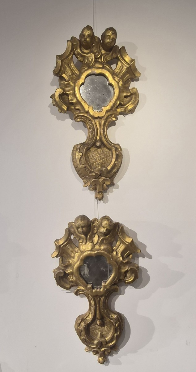 Pair Of Gilded Wooden Roman Baroque Monstrances