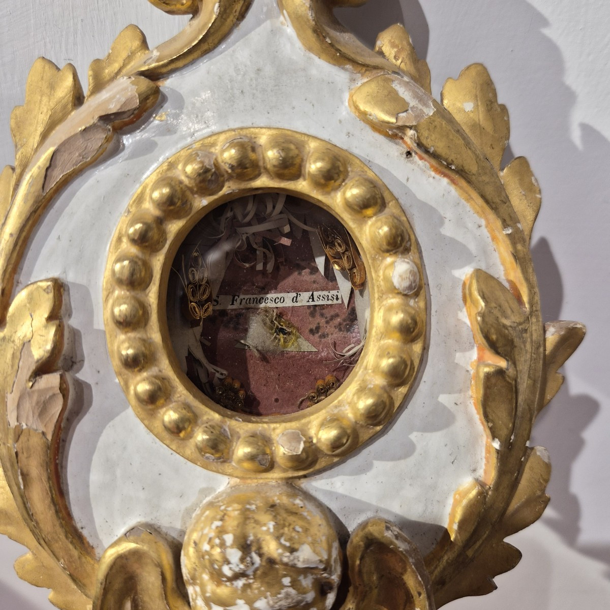Ostensoir en bois laqué et doré, reliquaire de saint François d'Assise-photo-2