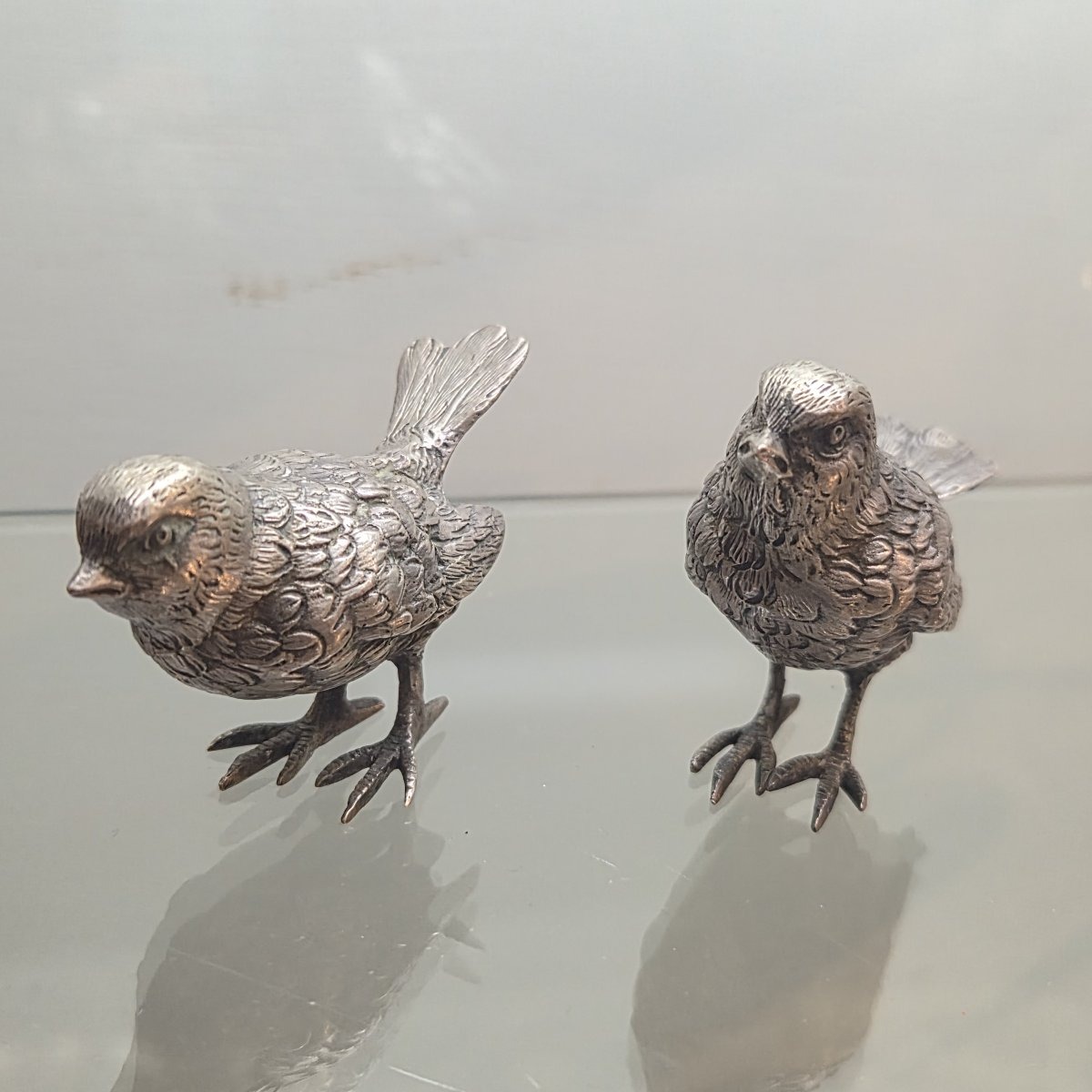 Oiseaux en argent italien, 3 pièces-photo-3