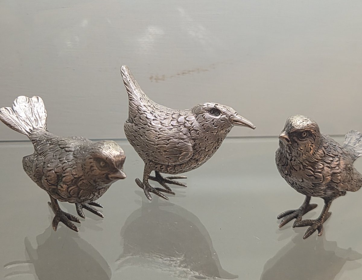 Oiseaux en argent italien, 3 pièces-photo-4