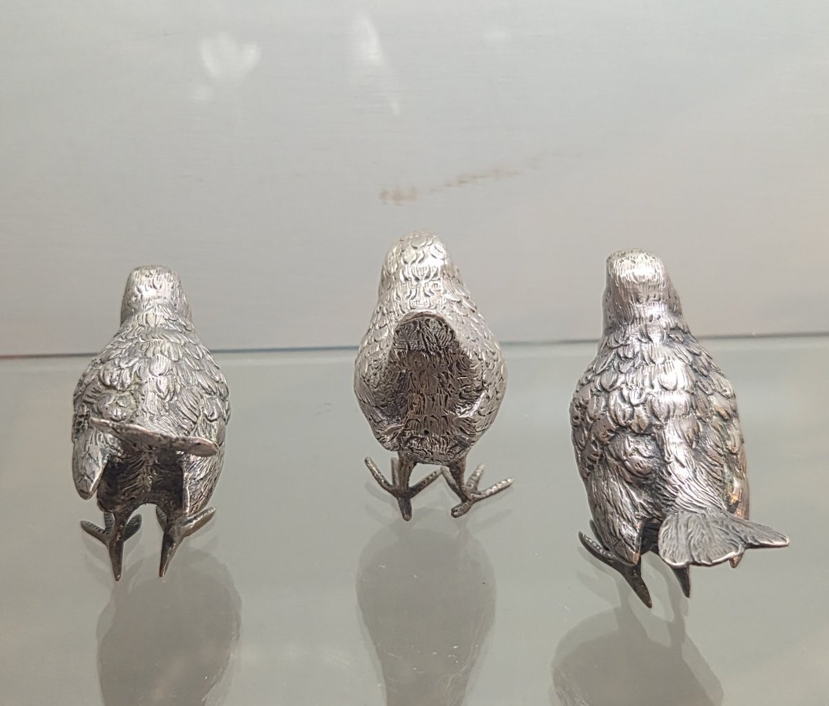 Oiseaux en argent italien, 3 pièces-photo-1