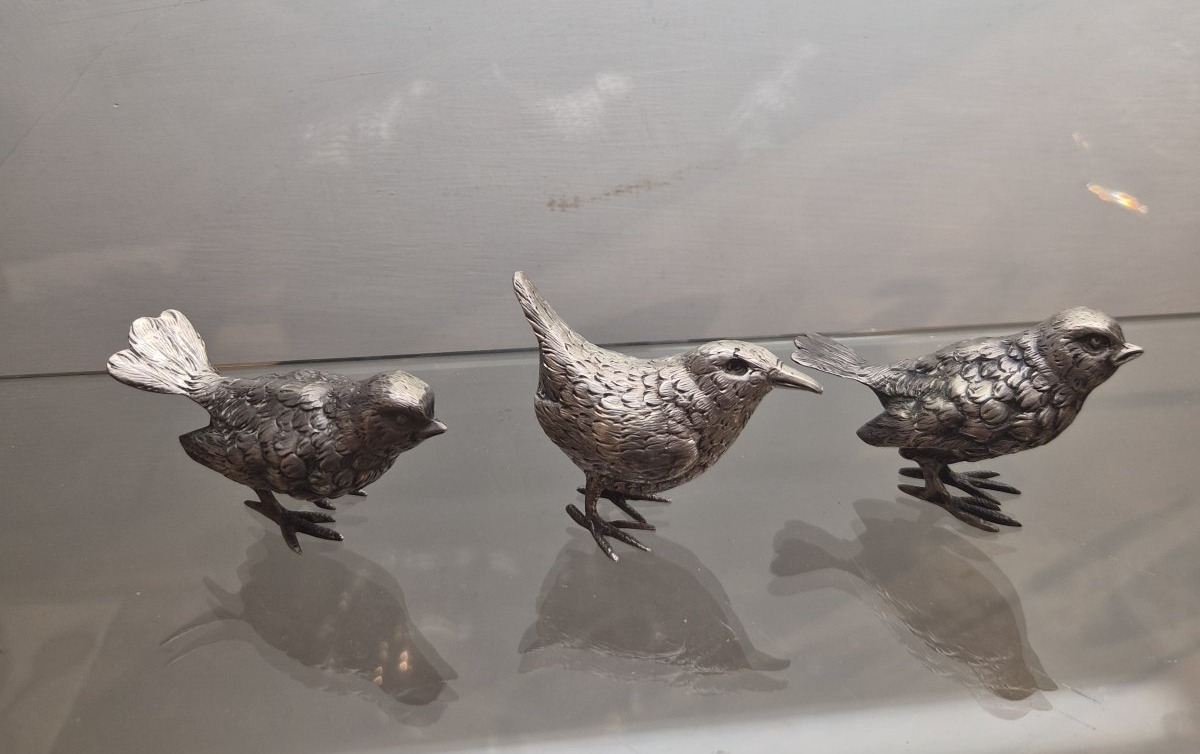 Oiseaux en argent italien, 3 pièces