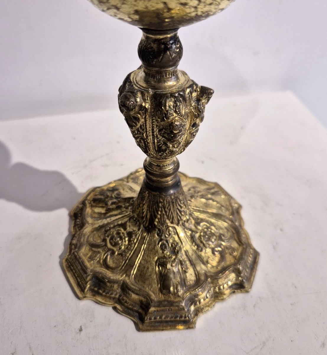 Calice romain (Renaissance/Baroque) en cuivre doré et argent-photo-4
