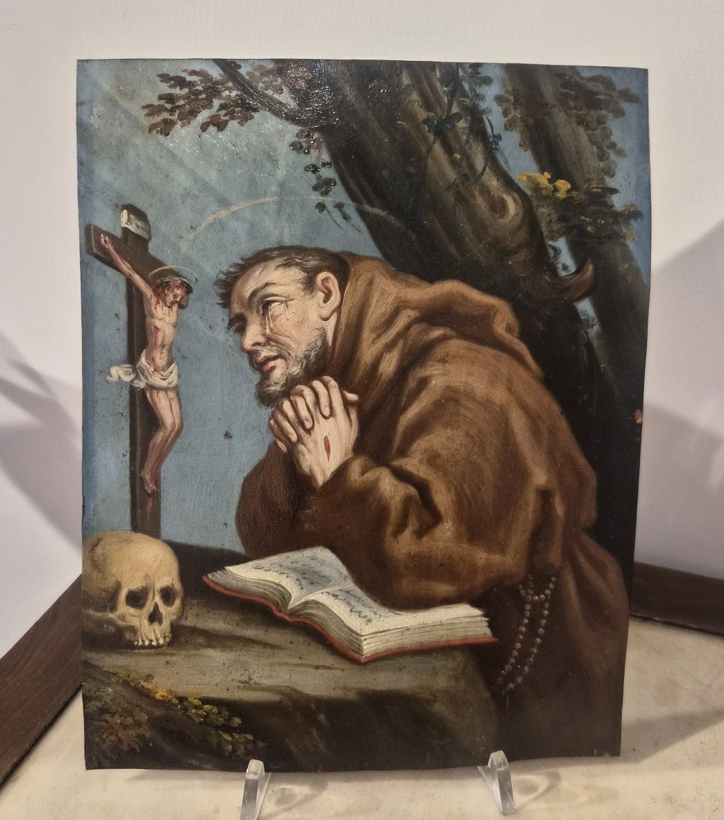 Saint François d'Assise, peinture sur cuivre