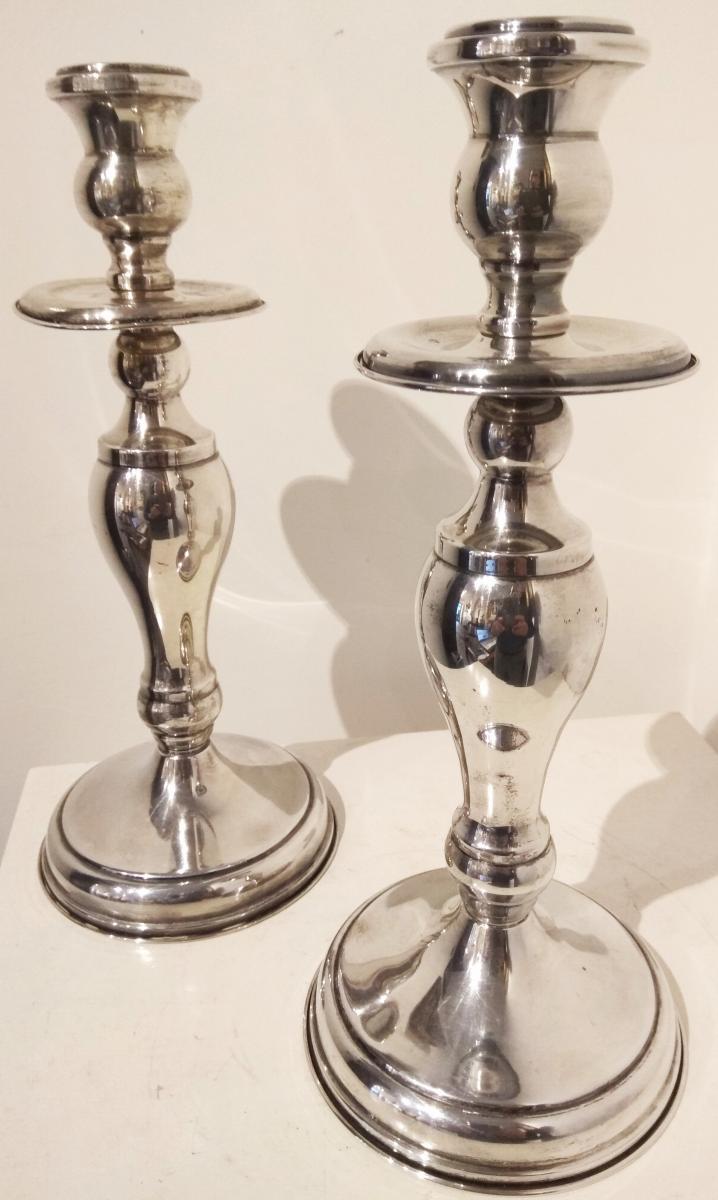 Pair Of Candlesticks In Silver, 20th Century-photo-4