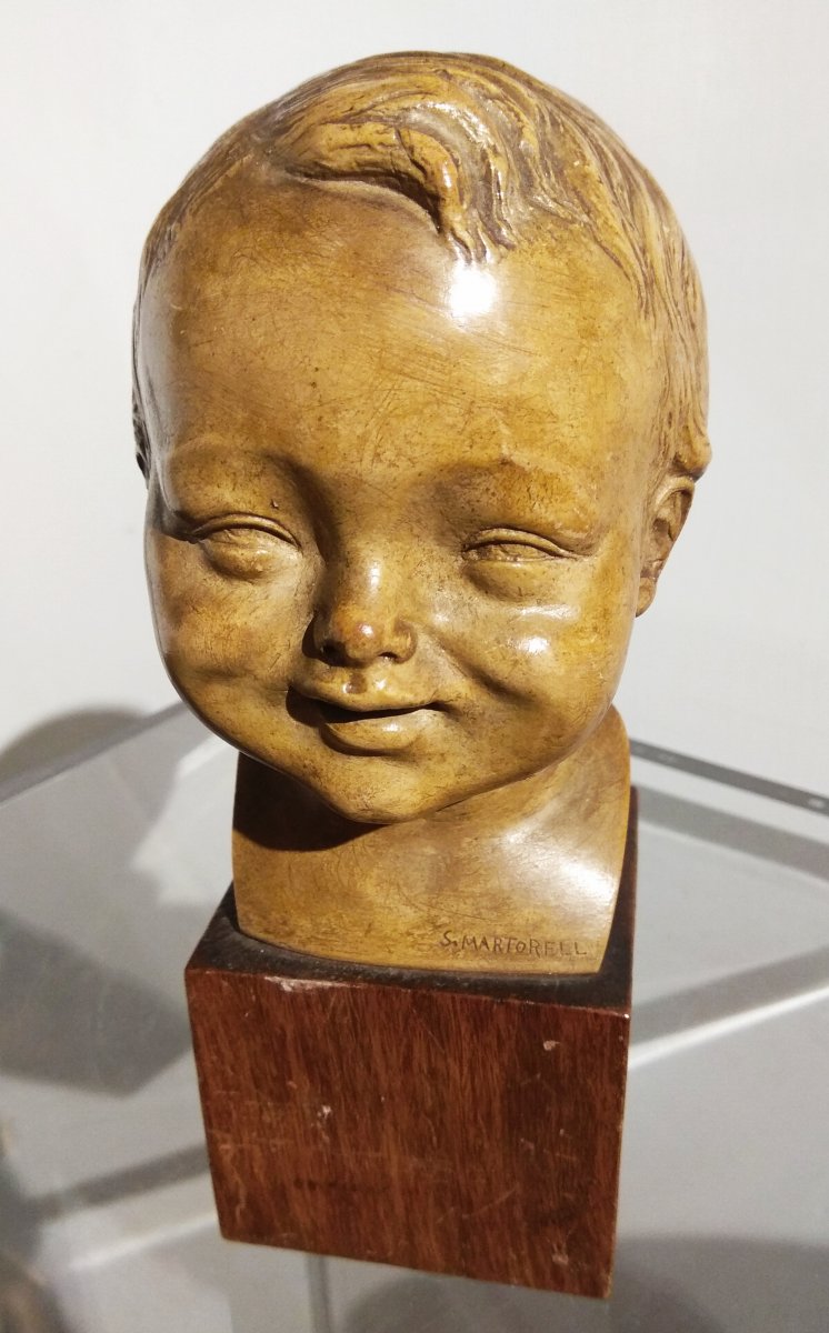 Terracotta Bustier Of A Laughing Child