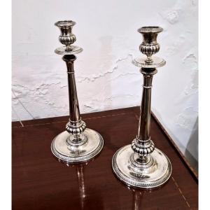 Pair Of Solid Italian Silver Candlesticks